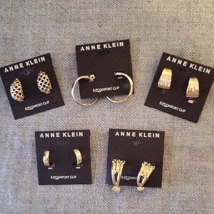 Anne Klein Comfort Clip Goldtone Earrings, 5 Pairs